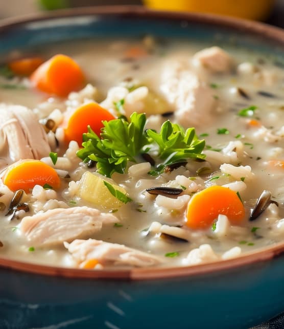 Soupe crémeuse à la dinde et au riz sauvage