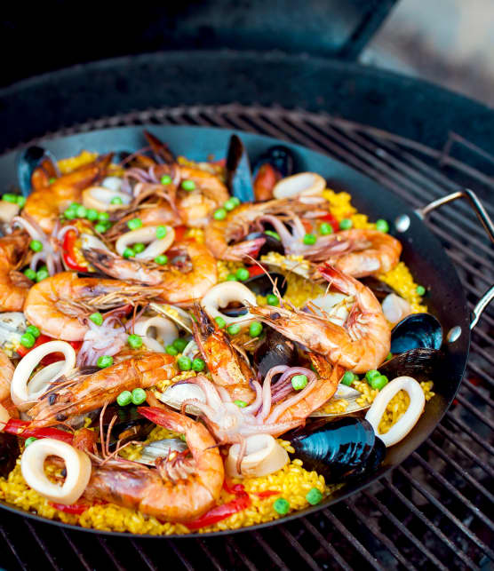 recette de paella grillée aux fruits de mer