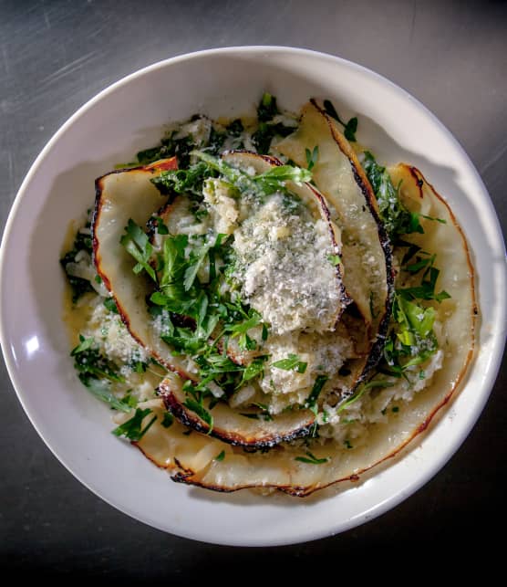 risotto au kale et au chou brûlé