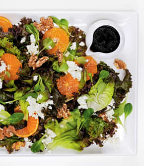 Salade de clémentines aux noix de Grenoble et à la feta