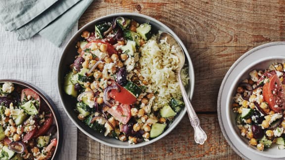 Dimanche soir : Salade grecque au feta fondant