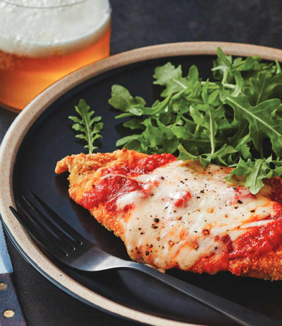 Poulet parmigiana en croûte d'amandes