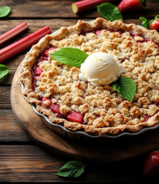 Croustade rhubarbe, fraises et pommes