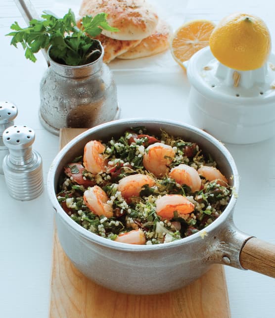 Taboulé aux crevettes et à la menthe fraîche