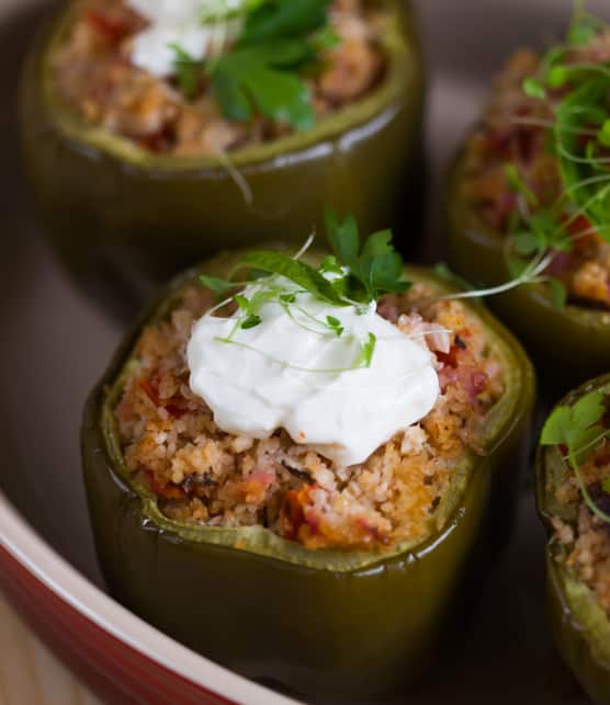 Poivrons verts farcis au boulgour