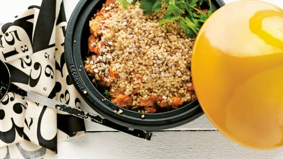 parmentier de couscous israélien et cari de carottes