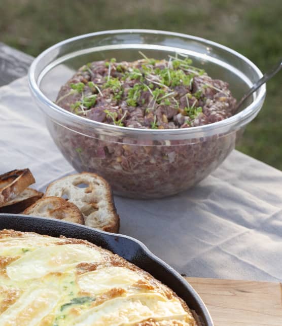 Tartare d'autruche et noisette