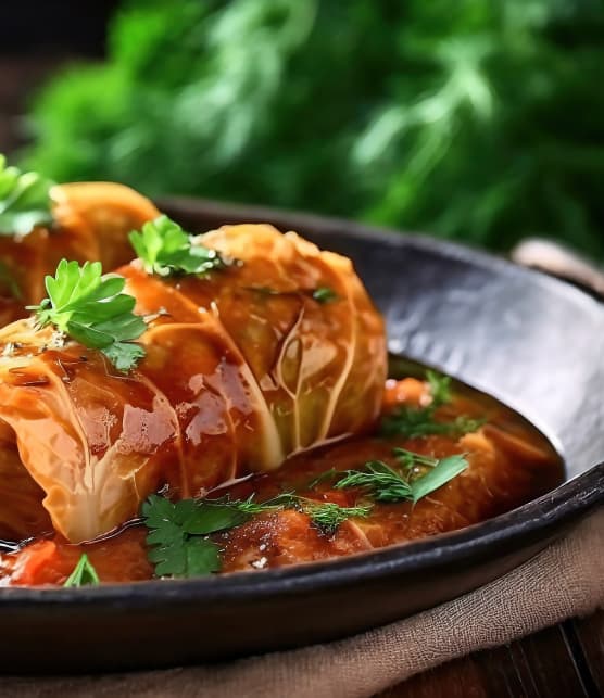 Cigares au chou à l'orge et aux tomates