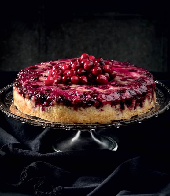 Gâteau renversé à l’érable et aux canneberges