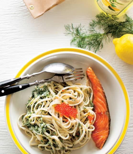 gravlax et linguines citron-mascarpone