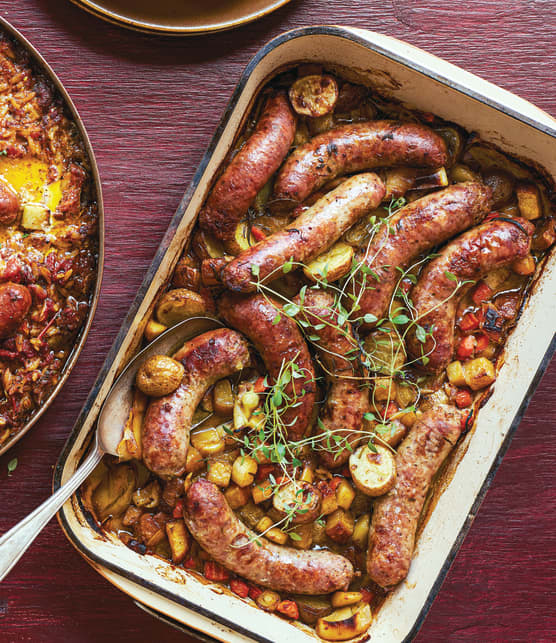 Fricassée de saucisses de Toulouse  aux légumes d’automne rôtis