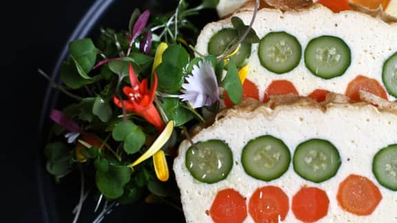 terrine d'oeufs aux légumes et à la mousse de céleri-rave