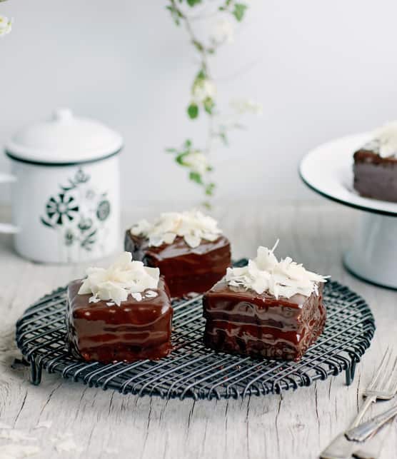 Lamingtons au chocolat noir