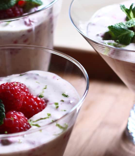 crème mascarpone onctueuse à la framboise et lime