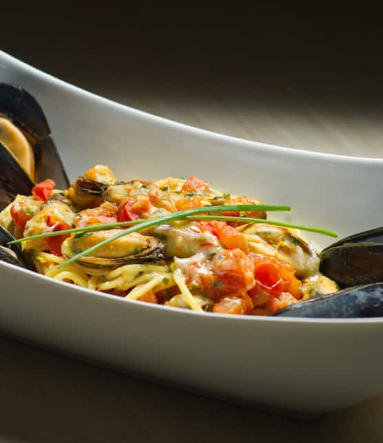 spaghettis safranés aux moules