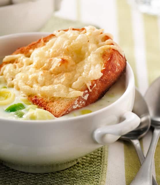 soupe gratinée aux poireaux