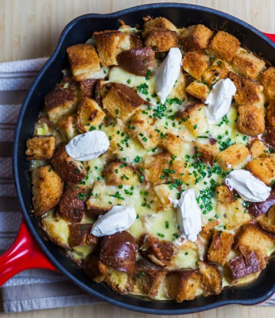 strata au proscuitto et à la ciboulette