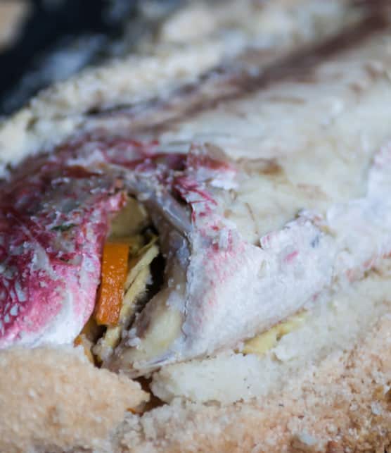 vivaneau en croûte de sel