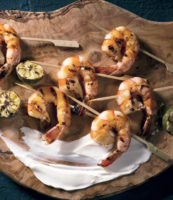 crevettes épicées et crème fraîche maison