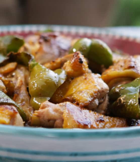 mijoté de poulet aux poivrons