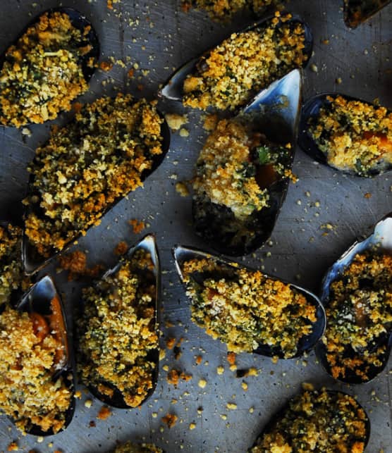 recette de moules farcies au pecorino