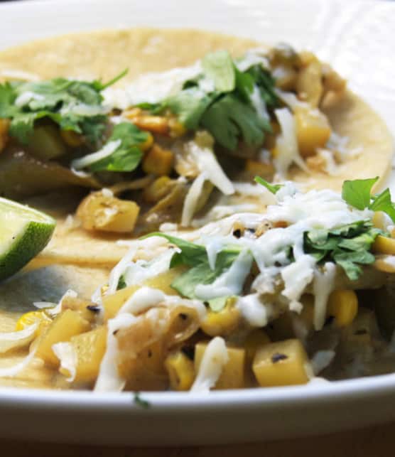 recette de tacos au maïs et aux poivrons verts