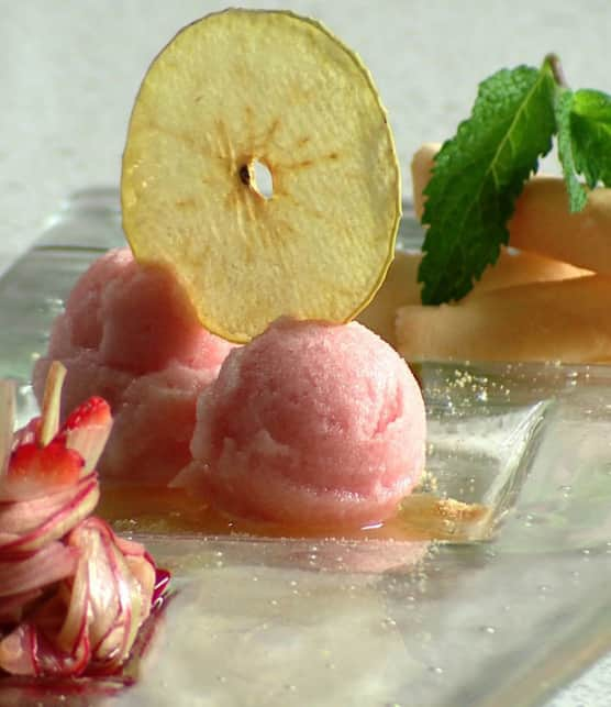 sorbet à la pomme et à la rhubarbe