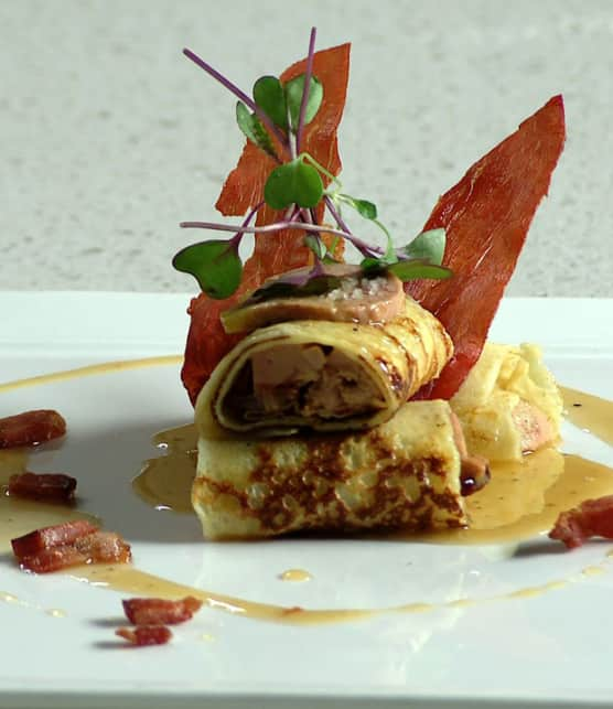 crêpes au bacon et au foie gras