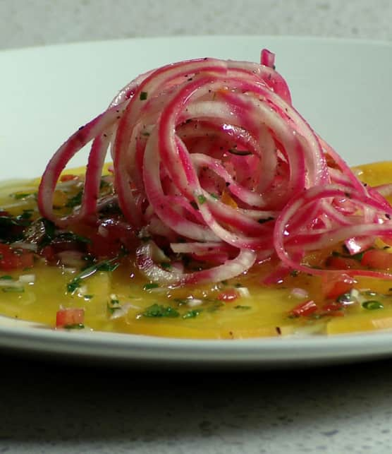 carpaccio de betterave jaune grillée