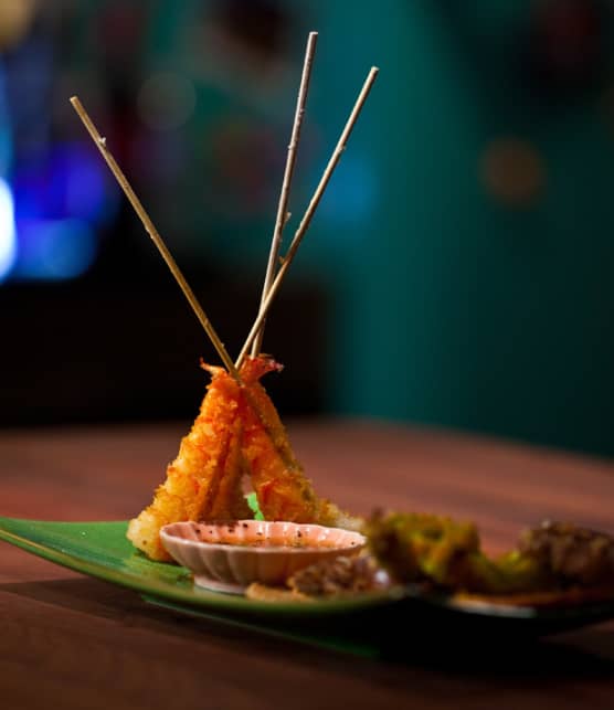 légumes et crevettes tempura