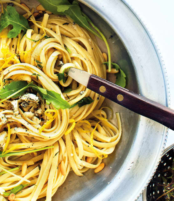 linguines à la roquette et au fromage bleu