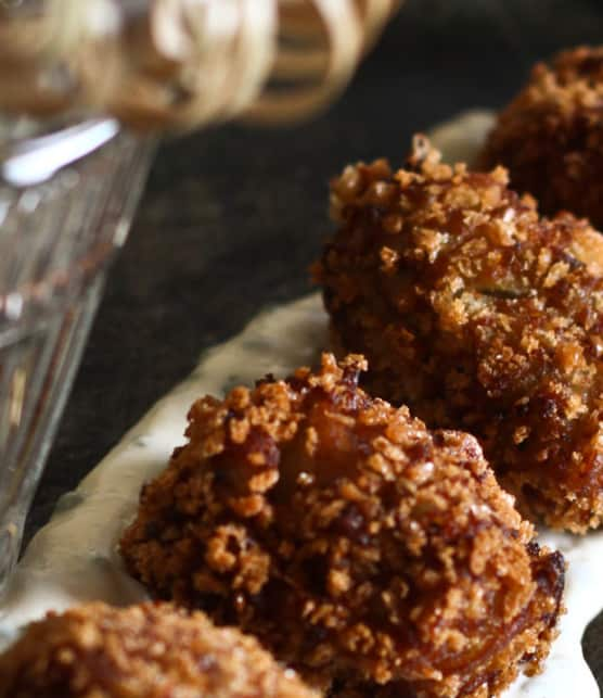 croquettes d'aubergine et sa mayonnaise à la ciboulette