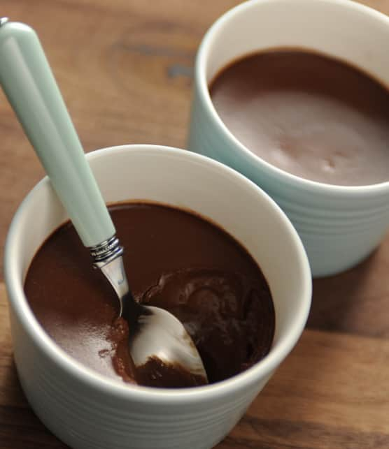 petits pots de crème au chocolat et à la vanille