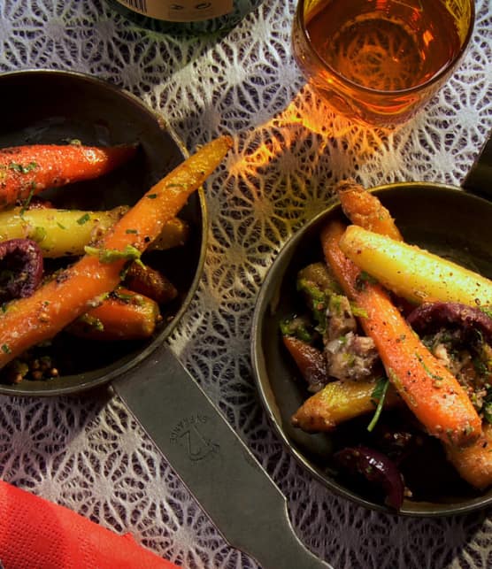 poêlée de légumes avec beurre composé aux sardines