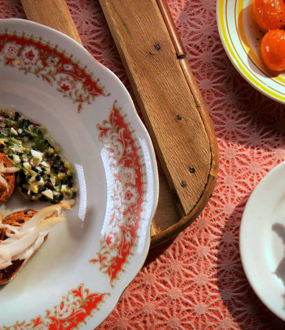 aile de raie froide, vinaigrette espagnole