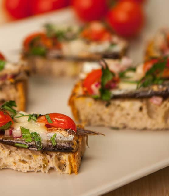 bruschettas de sardines sur mouillette