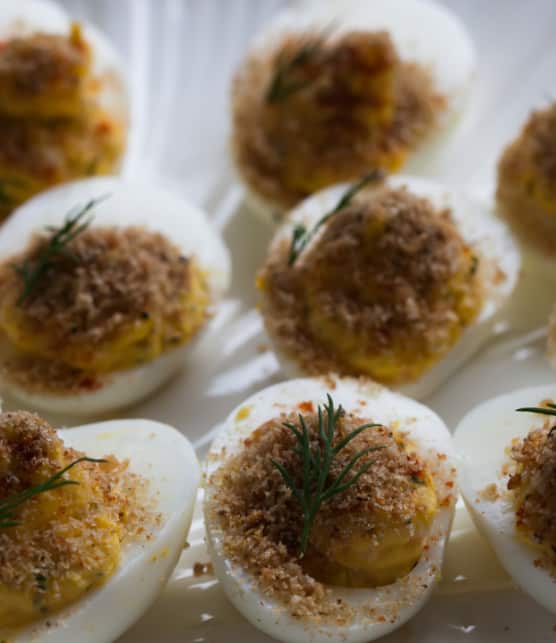 oeufs farcis et chapelure d’anchois