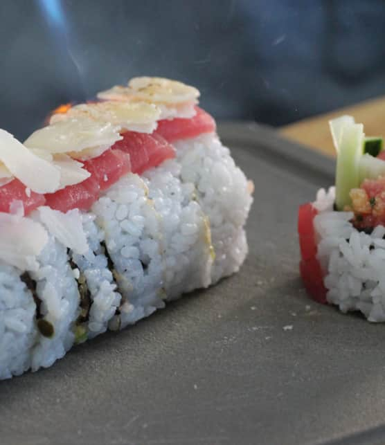 maki californien au thon rouge épicé à la menthe