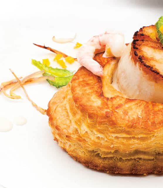 vol-au-vent aux fruits de mer et aux racines de céleri sauvage