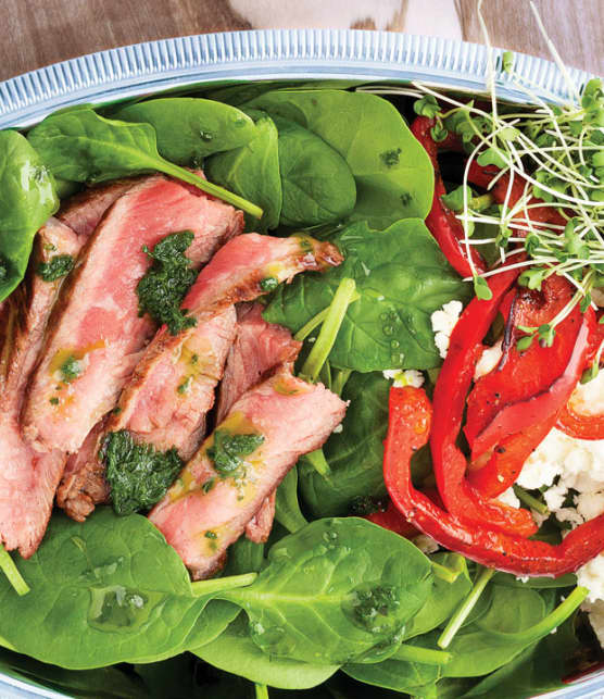 salade de boeuf et poivrons au coulis de fines herbes
