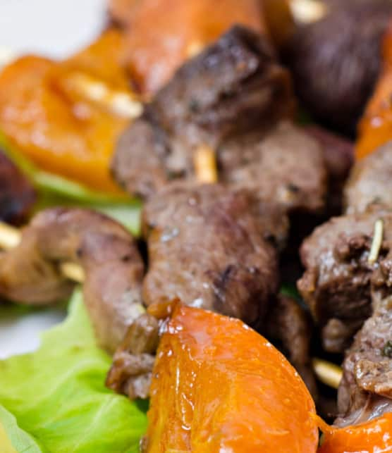 brochettes de canard aux abricots