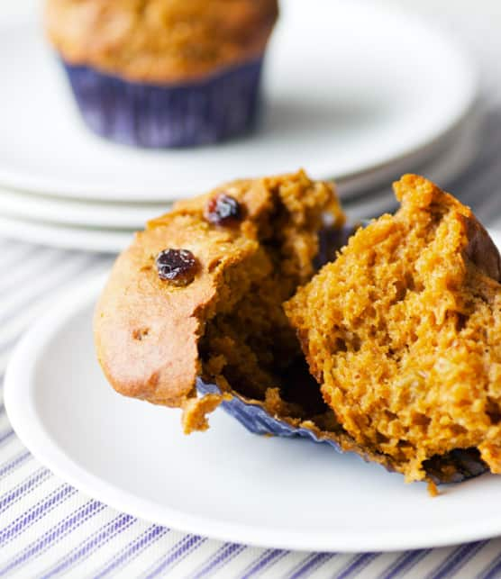 muffins à la citrouille, mélasse et raisins