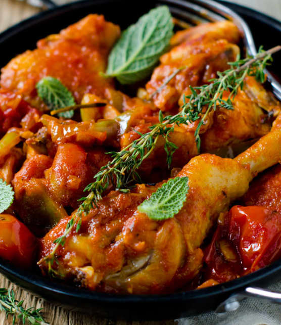 poulet et chorizo aux pêches