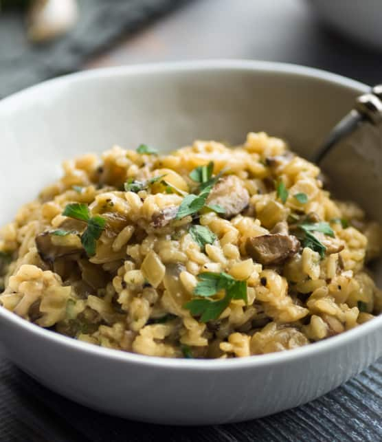 risotto aux champignons sauvages et canard confit