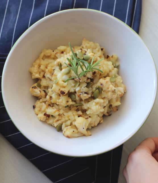 Risotto végétalien à la courge et chou-fleur