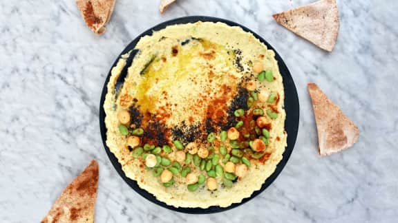 Houmous vert aux edamames et jalapeno