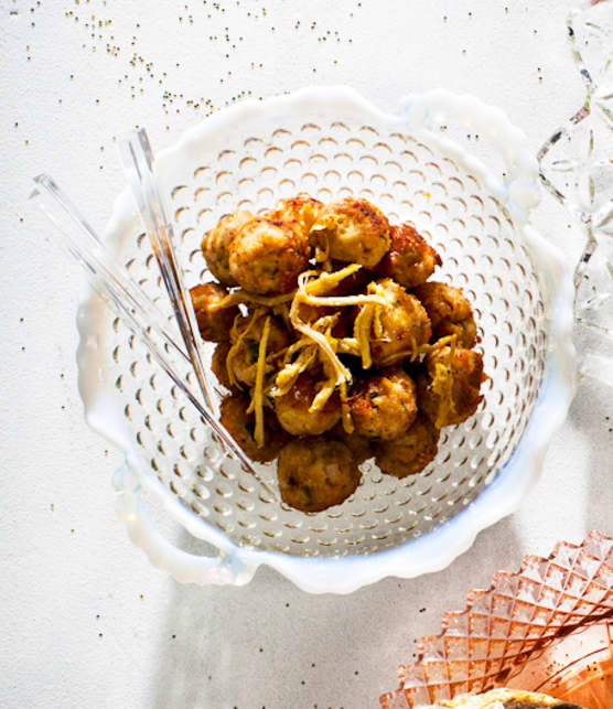 Mini boulettes de porc, sauce au safran