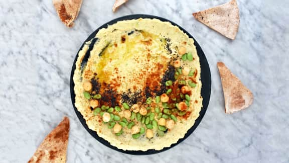 Houmous vert aux edamames et jalapeno