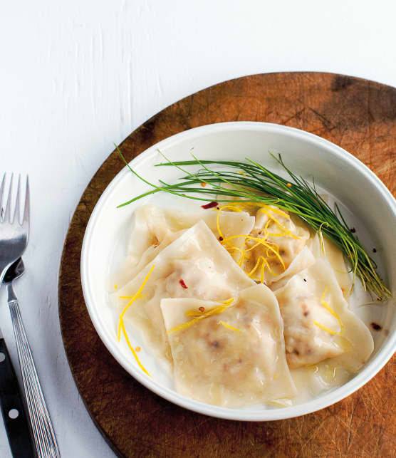 raviolis au fromage de chèvre et aux zestes de citron