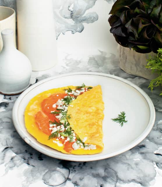 Omelette à la truite fumée et à la feta égyptienne